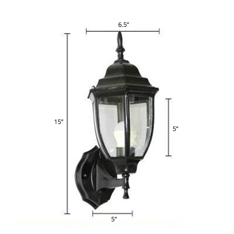 Bell Garden Wall Lighting Ideas Vintage Aluminum 1-Light Wall Mount Lamp with Glass Shade Black 6.5