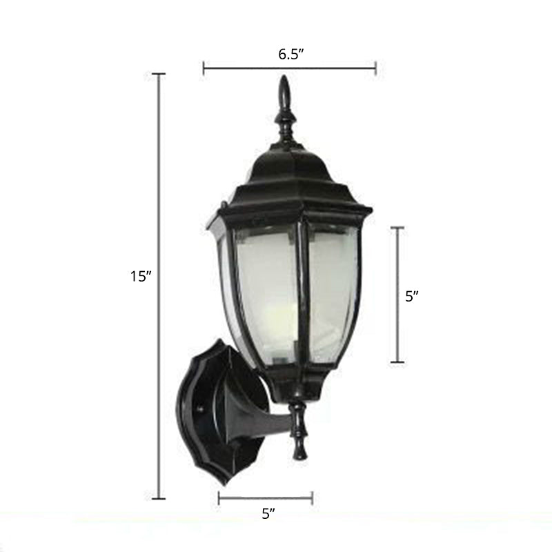 Bell Garden Wall Lighting Ideas Vintage Aluminum 1-Light Wall Mount Lamp with Glass Shade Black 6.5