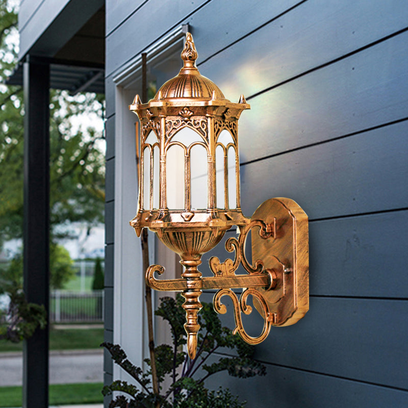 Clear Glass Cylinder Lantern Sconce Retro 1 Bulb Patio Wall Mounted Light Fixture Clearhalo 'Wall Lamps & Sconces' 'Wall Lights' Lighting' 2336892