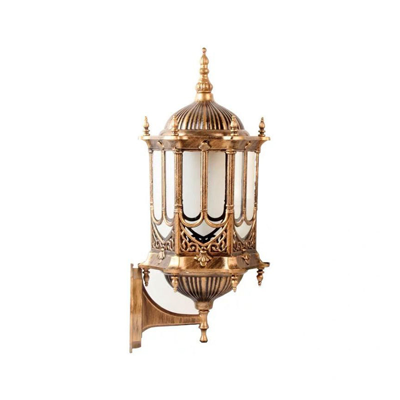 Clear Glass Cylinder Lantern Sconce Retro 1 Bulb Patio Wall Mounted Light Fixture Clearhalo 'Wall Lamps & Sconces' 'Wall Lights' Lighting' 2336894