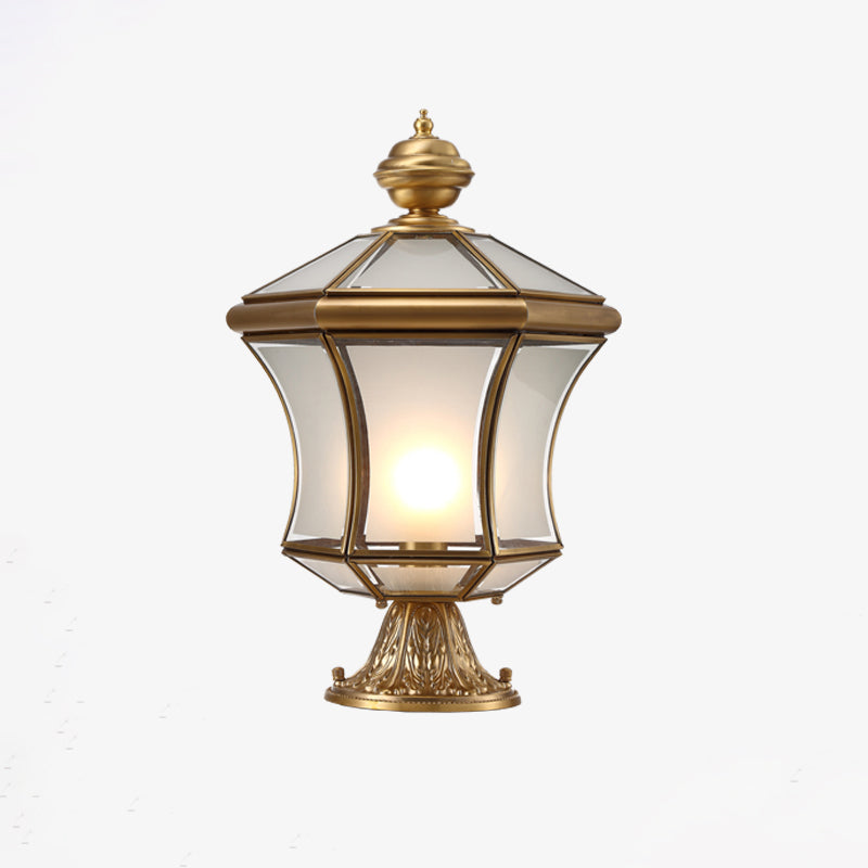 Bronze Curved Lantern Post Lighting Minimalistic 3-Bulb Frosted Glass Landscape Lamp Bronze 16