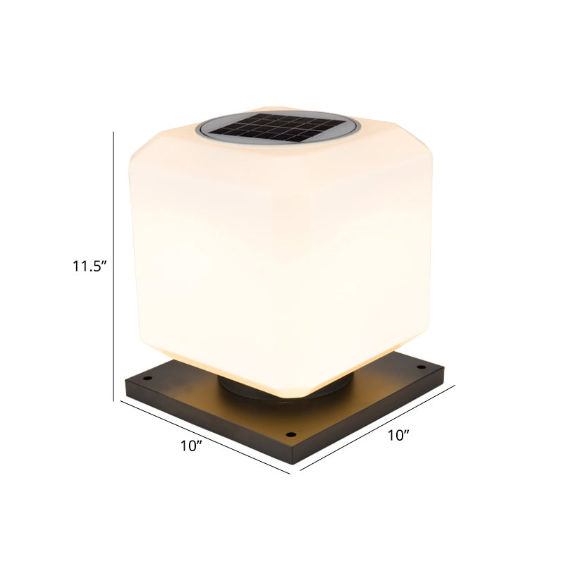 Acrylic Cube Shaped Street Light Nordic White Solar LED Post Lamp Fixture for Yard White 10