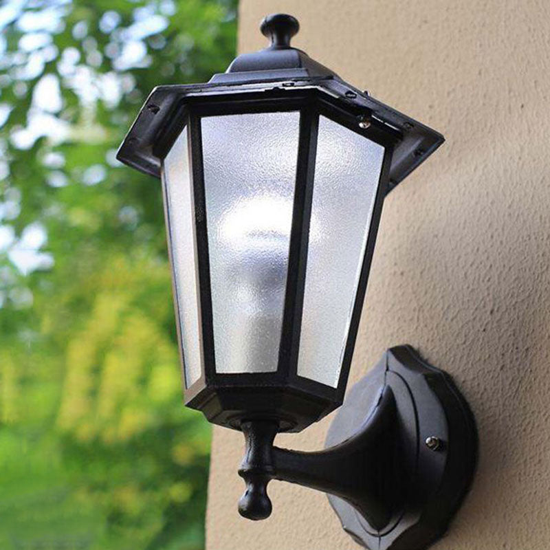 Single-Bulb Wall Sconce Vintage Aluminum Lantern Wall Mounted Lighting for Garden Clearhalo 'Wall Lamps & Sconces' 'Wall Lights' Lighting' 2336932