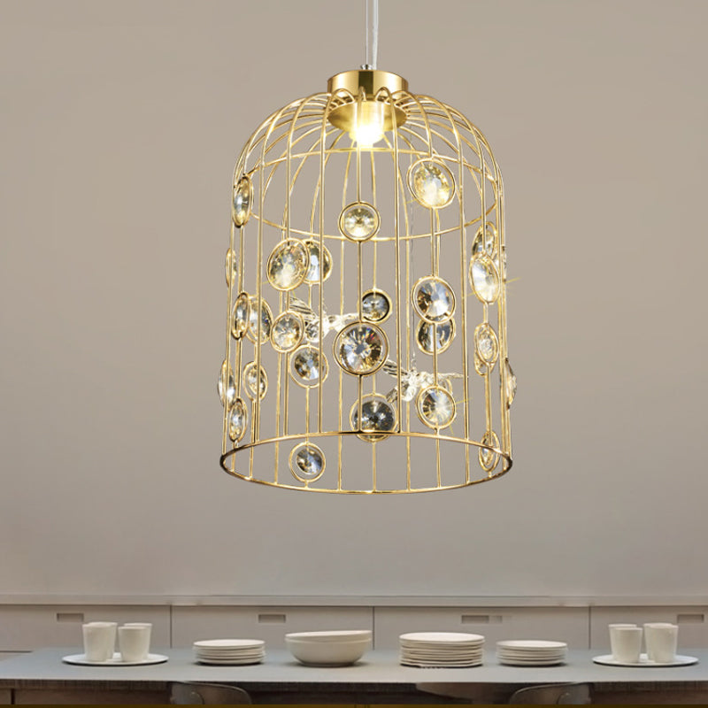 Bird Cage Suspension Pendant Modern Metal 4 Bulbs Hanging Ceiling Light in Gold for Dining Room Clearhalo 'Ceiling Lights' 'Pendant Lights' 'Pendants' Lighting' 233852