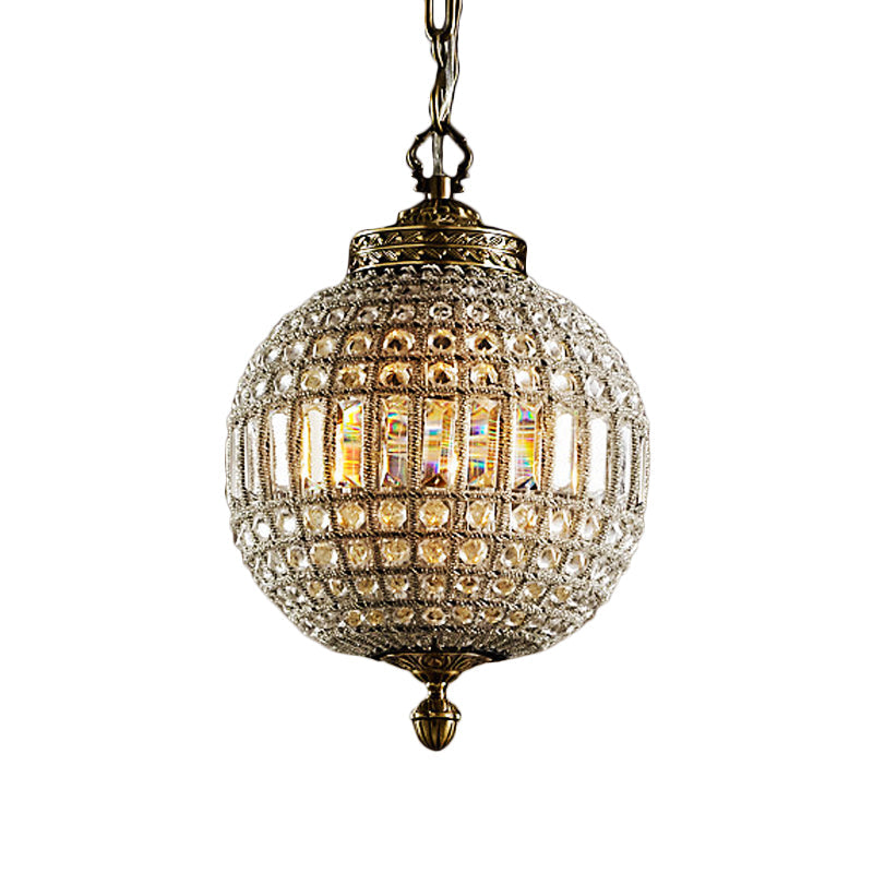 Crystal Globe Hanging Lamp Traditional Single Head Living Room Pendant Ceiling Light in Gold Clearhalo 'Ceiling Lights' 'Pendant Lights' 'Pendants' Lighting' 234149