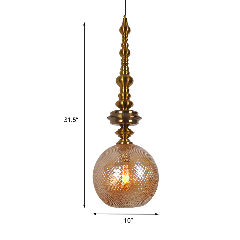 Ball Ceiling Pendant Traditional Amber/Smoke Glass 1 Bulb Hanging Light Fixture for Hallway Clearhalo 'Ceiling Lights' 'Glass shade' 'Glass' 'Pendant Lights' 'Pendants' Lighting' 234314