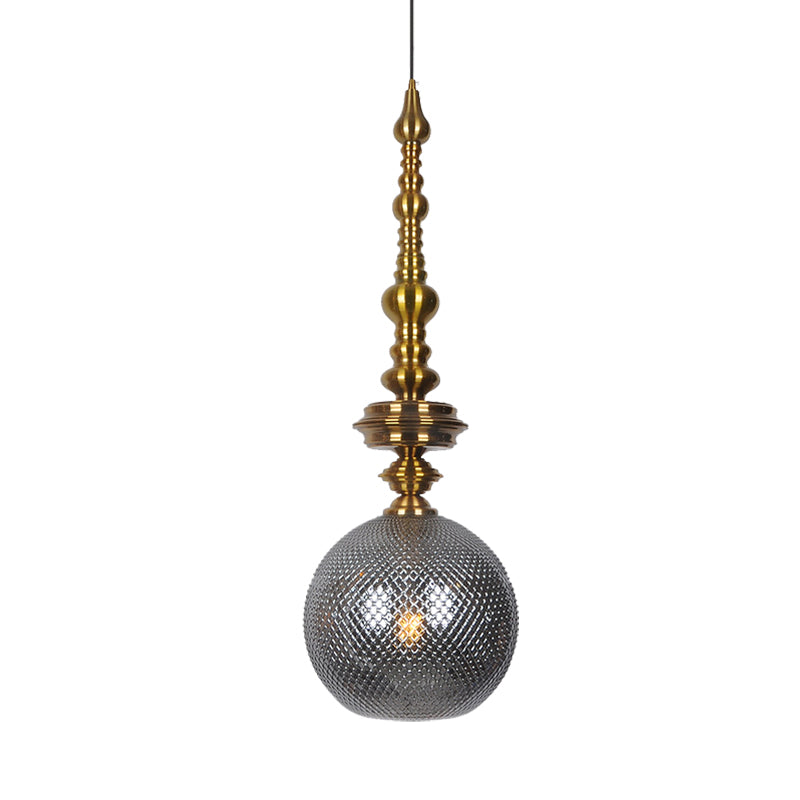 Ball Ceiling Pendant Traditional Amber/Smoke Glass 1 Bulb Hanging Light Fixture for Hallway Clearhalo 'Ceiling Lights' 'Glass shade' 'Glass' 'Pendant Lights' 'Pendants' Lighting' 234317