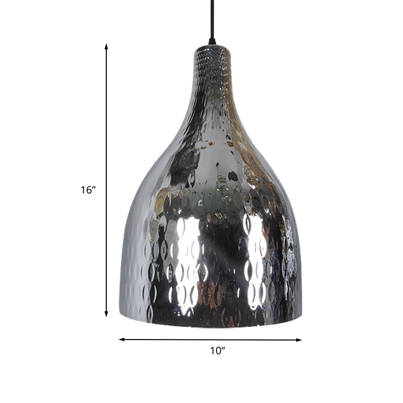 Jar Pendant Light Modern Chrome/Amber Glass 1 Bulb Suspended Lighting Fixture for Bedroom Clearhalo 'Ceiling Lights' 'Glass shade' 'Glass' 'Pendant Lights' 'Pendants' Lighting' 234329