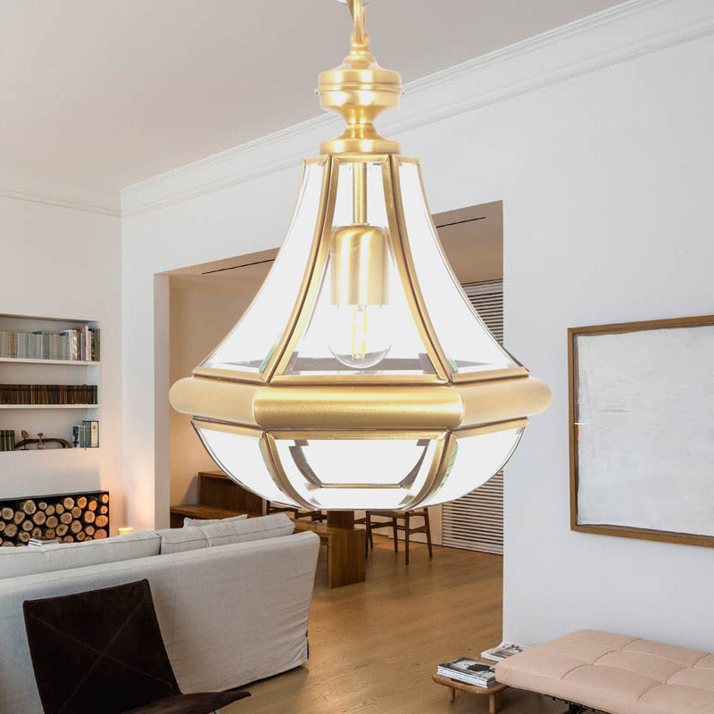 Gourd Ceiling Pendant Modernism Clear/Textured White/Cream Glass 1 Bulb Bedroom Hanging Light Fixture Clearhalo 'Ceiling Lights' 'Glass shade' 'Glass' 'Pendant Lights' 'Pendants' Lighting' 234384