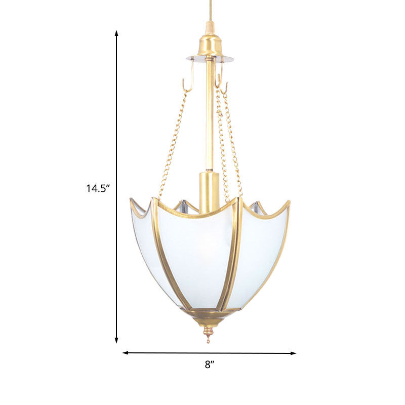 Nordic Umbrella Hanging Light White Glass 1 Bulb Ceiling Suspension Lamp for Living Room Clearhalo 'Ceiling Lights' 'Glass shade' 'Glass' 'Pendant Lights' 'Pendants' Lighting' 234390