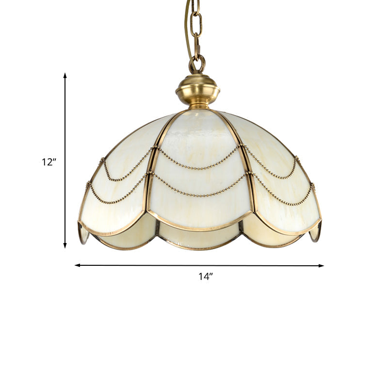 Umbrella Ceiling Pendant Contemporary Opal Glass Gold 1 Bulb Hanging Light Fixture, 14
