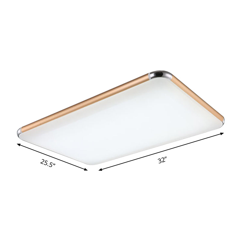 Ultra-Thin Square/Rectangular Flush Light Minimalist Gold LED Ceiling Flush Mount for Bedroom with Acrylic Diffuser, 12