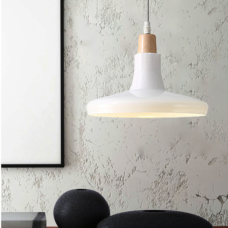 White/Black Bowl/Cone/Saucer Pendant Lamp Modernist 1 Light Glass Led Hanging Ceiling Light in White/Warm Light Clearhalo 'Ceiling Lights' 'Glass shade' 'Glass' 'Modern Pendants' 'Modern' 'Pendant Lights' 'Pendants' Lighting' 234486