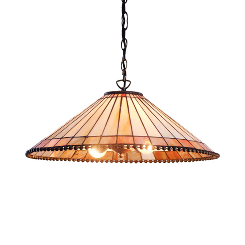 Wide Flare Pendant Lamp 1 Bulb Beige Cut Glass Tiffany-Style Suspension Lighting Fixture Clearhalo 'Art Deco Pendants' 'Cast Iron' 'Ceiling Lights' 'Ceramic' 'Crystal' 'Industrial' 'Metal' 'Middle Century Pendants' 'Pendant Lights' 'Pendants' 'Tiffany close to ceiling' 'Tiffany Pendants' 'Tiffany' Lighting' 235319