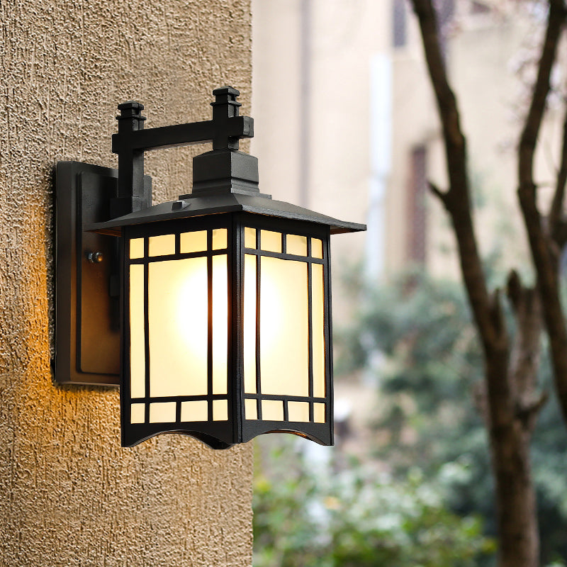 Rectangular Outdoor Wall Lighting Rustic Metal 1-Light Black Finish Sconce Wall Light Black 7