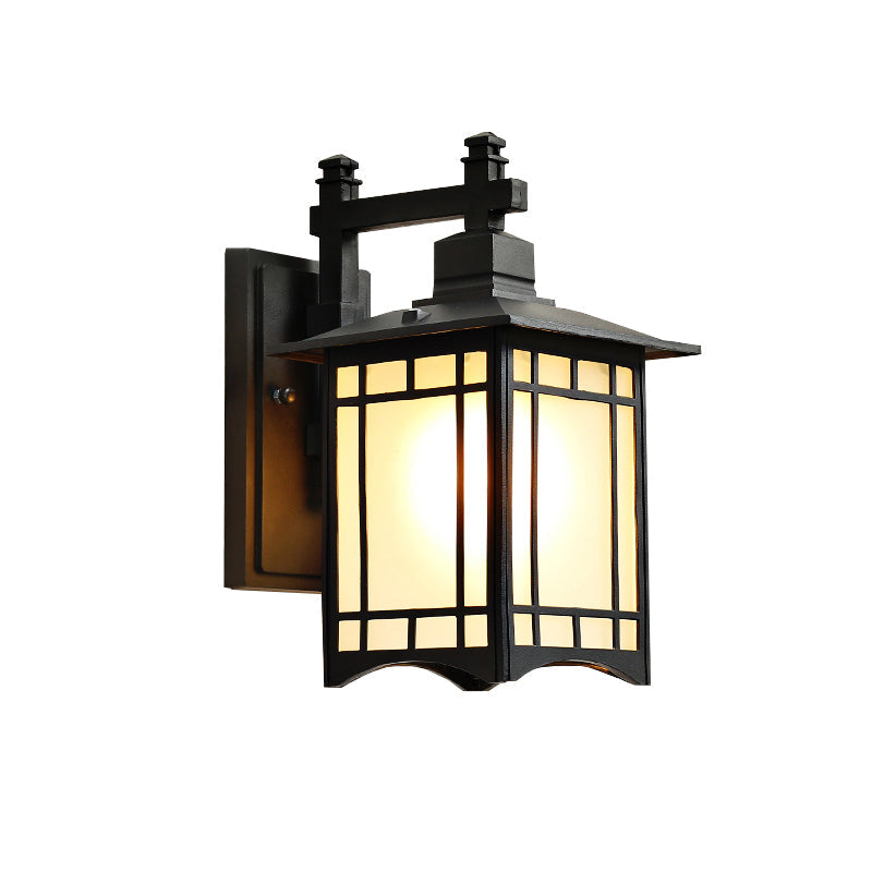 Rectangular Outdoor Wall Lighting Rustic Metal 1-Light Black Finish Sconce Wall Light Clearhalo 'Wall Lamps & Sconces' 'Wall Lights' Lighting' 2353358