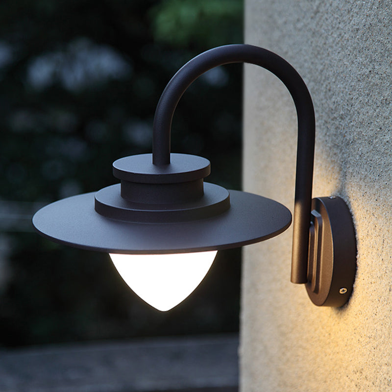 Strawberry Garden Wall Mount Light Metal Minimalist LED Wall Sconce with Gooseneck Arm in Black Coffee Clearhalo 'Cast Iron' 'Glass' 'Industrial' 'Modern wall lights' 'Modern' 'Tiffany' 'Traditional wall lights' 'Wall Lamps & Sconces' 'Wall Lights' Lighting' 2353359