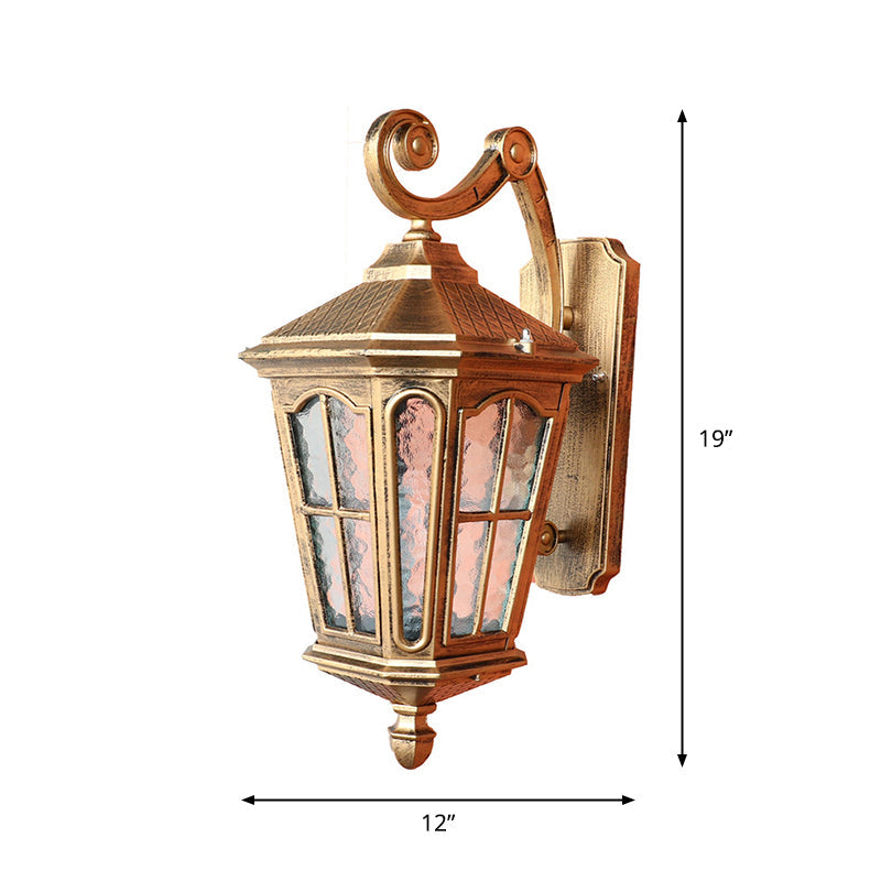 Bronze Tapered Outdoor Wall Lantern Antique Rippled Glass Patio Solar LED Wall Light Fixture Bronze 12