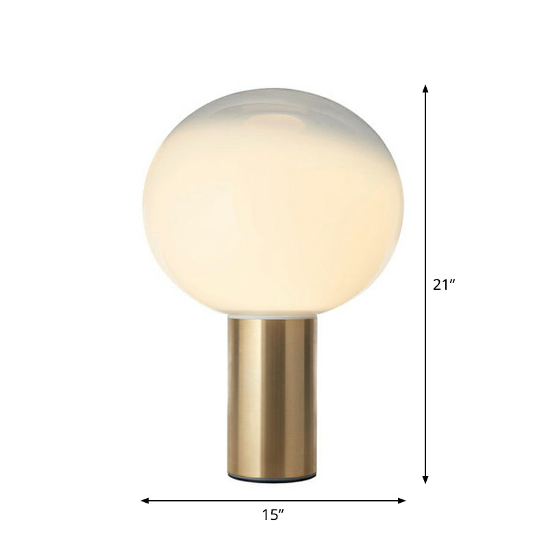 Spherical Frosted White Glass Table Light Minimalist 1 Bulb Gold Nightstand Lamp Gold 15