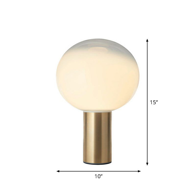 Spherical Frosted White Glass Table Light Minimalist 1 Bulb Gold Nightstand Lamp Gold 10