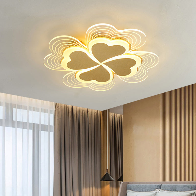 Acrylic Clover Ceiling Flush Mount Light Minimalistic LED Flush Mount Fixture for Bedroom Clearhalo 'Ceiling Lights' 'Close To Ceiling Lights' 'Close to ceiling' 'Flush mount' Lighting' 2353595