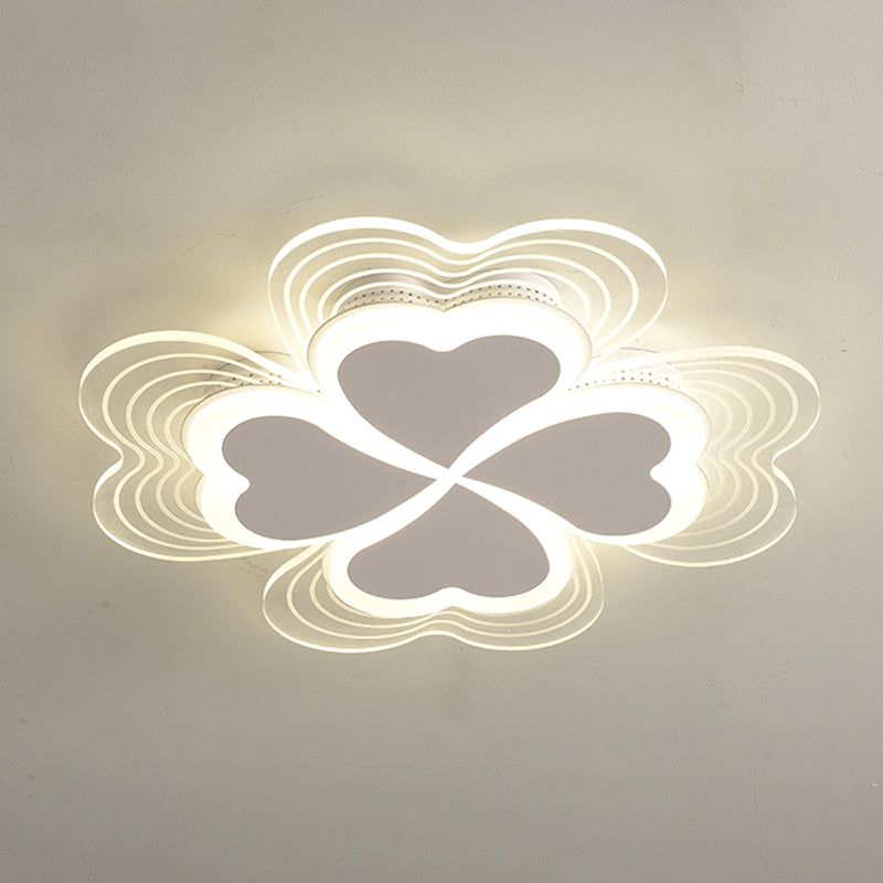 Acrylic Clover Ceiling Flush Mount Light Minimalistic LED Flush Mount Fixture for Bedroom White White Clearhalo 'Ceiling Lights' 'Close To Ceiling Lights' 'Close to ceiling' 'Flush mount' Lighting' 2353598