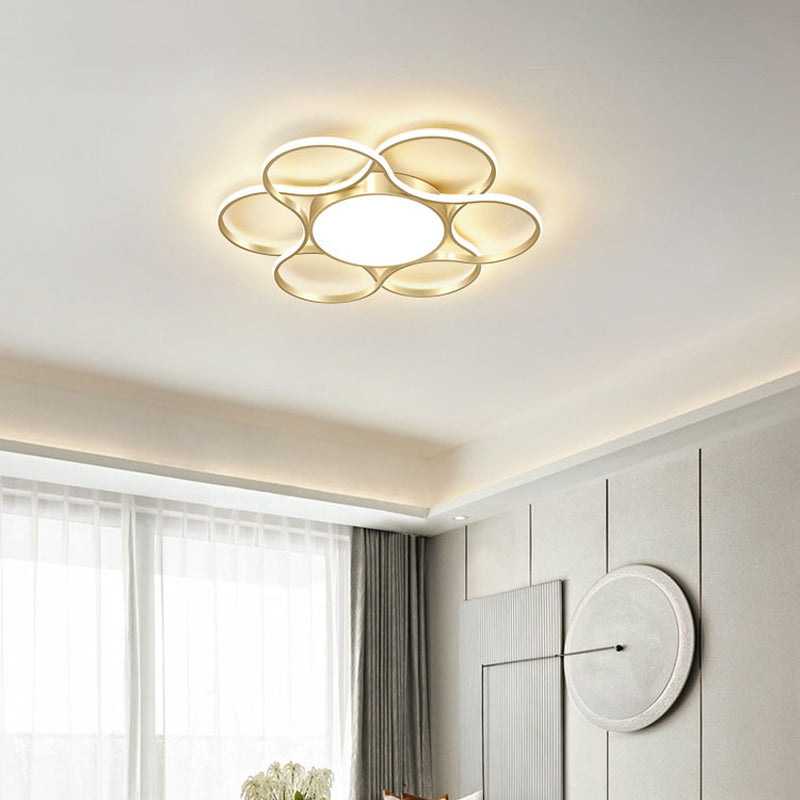 Gold Flower LED Flush Mount Lighting Fixture Simple Metal Ceiling Light for Living Room Gold Clearhalo 'Ceiling Lights' 'Close To Ceiling Lights' 'Close to ceiling' 'Flush mount' Lighting' 2353603