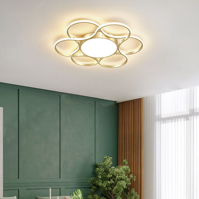 Gold Flower LED Flush Mount Lighting Fixture Simple Metal Ceiling Light for Living Room Clearhalo 'Ceiling Lights' 'Close To Ceiling Lights' 'Close to ceiling' 'Flush mount' Lighting' 2353605