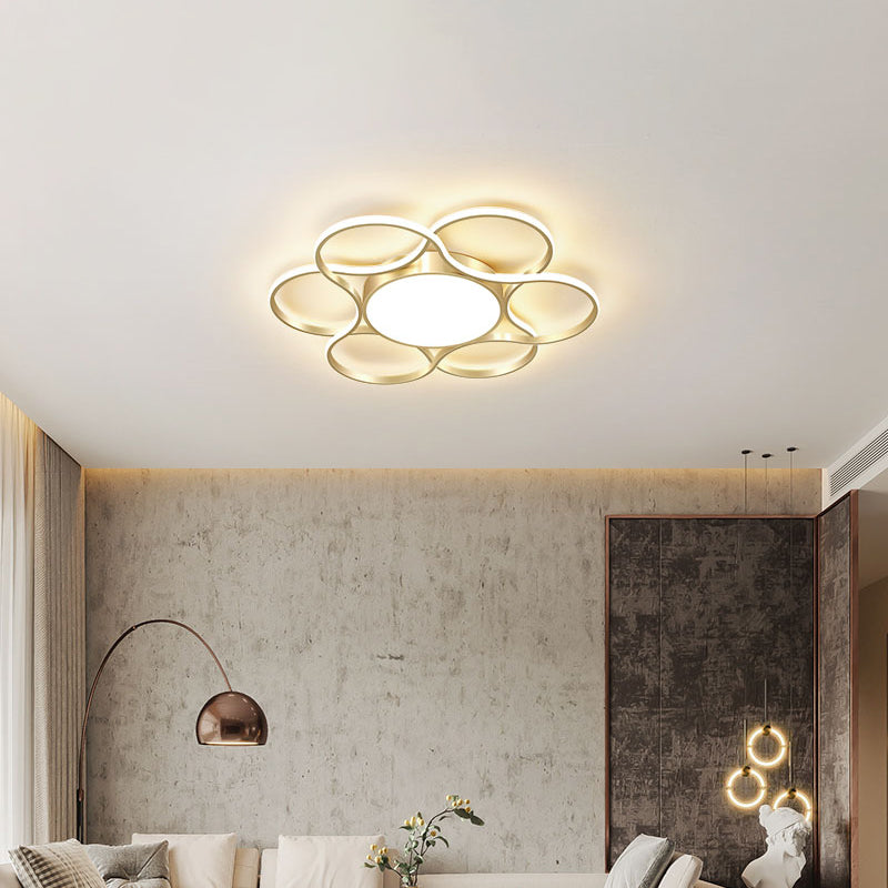 Gold Flower LED Flush Mount Lighting Fixture Simple Metal Ceiling Light for Living Room Clearhalo 'Ceiling Lights' 'Close To Ceiling Lights' 'Close to ceiling' 'Flush mount' Lighting' 2353606