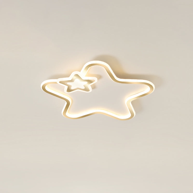 Cartoon Star Shaped Flush Ceiling Light Fixture Acrylic Kids Bedroom LED Flushmount Light Gold Clearhalo 'Ceiling Lights' 'Close To Ceiling Lights' 'Close to ceiling' 'Flush mount' Lighting' 2353636