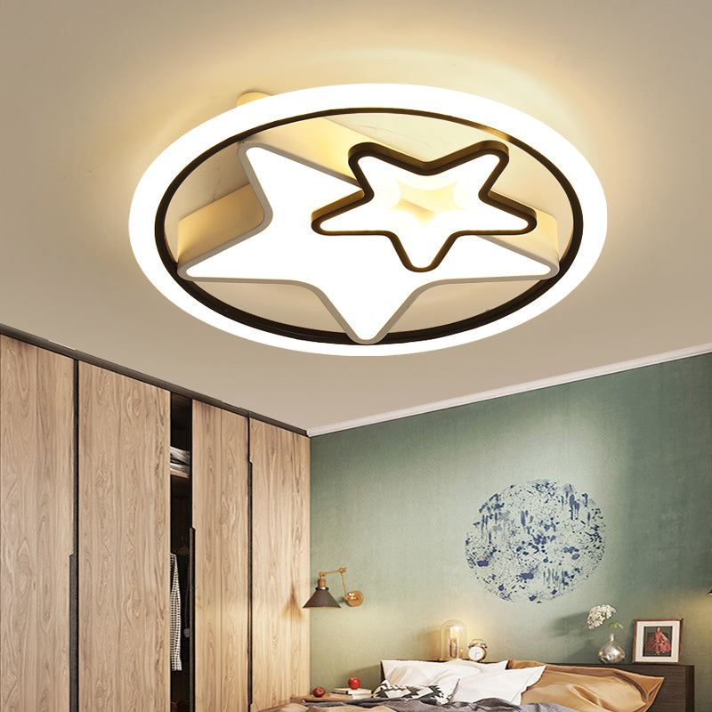 Acrylic Loop Semi Mount Lighting Minimalistic LED Flush Ceiling Light for Bedroom White Third Gear Clearhalo 'Ceiling Lights' 'Close To Ceiling Lights' 'Close to ceiling' 'Semi-flushmount' Lighting' 2353648