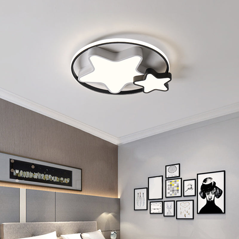 Star LED Ceiling Mount Fixture Kids Acrylic Bedroom Flush Mount Lighting in Black and White Clearhalo 'Ceiling Lights' 'Close To Ceiling Lights' 'Close to ceiling' 'Flush mount' Lighting' 2353660