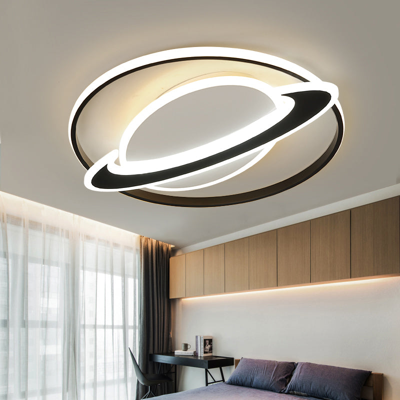 Planet Kids Bedroom Flushmount Lighting Acrylic Minimalist LED Ceiling Light in Black Black White Clearhalo 'Ceiling Lights' 'Close To Ceiling Lights' 'Close to ceiling' 'Flush mount' Lighting' 2353677