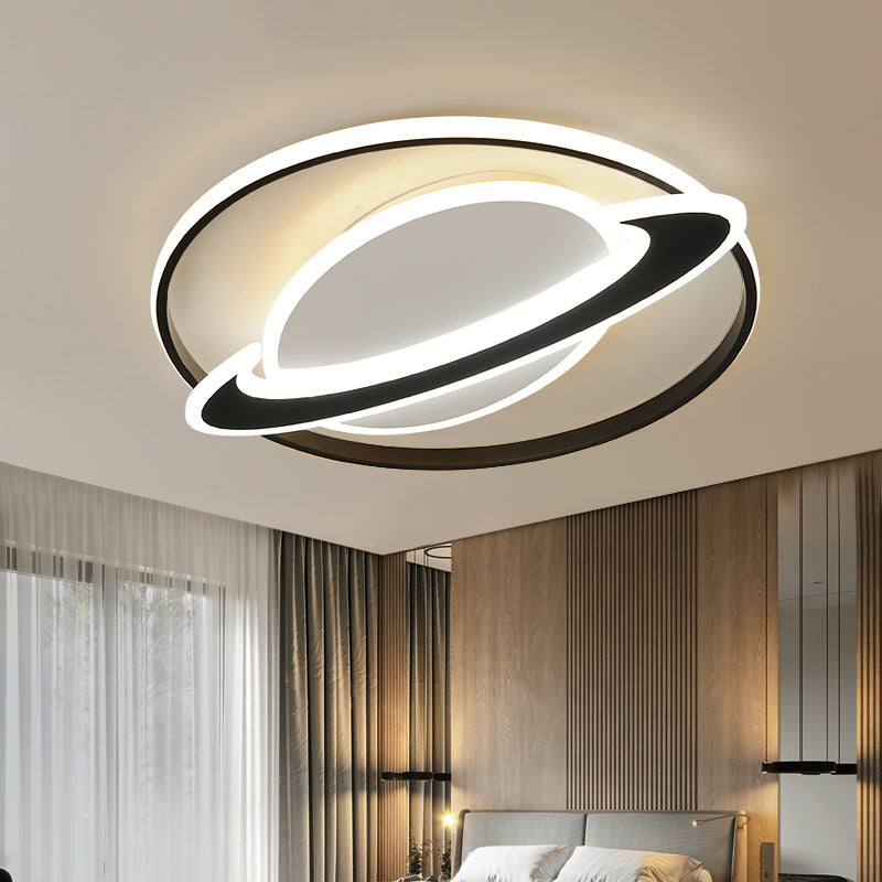 Planet Kids Bedroom Flushmount Lighting Acrylic Minimalist LED Ceiling Light in Black Clearhalo 'Ceiling Lights' 'Close To Ceiling Lights' 'Close to ceiling' 'Flush mount' Lighting' 2353678