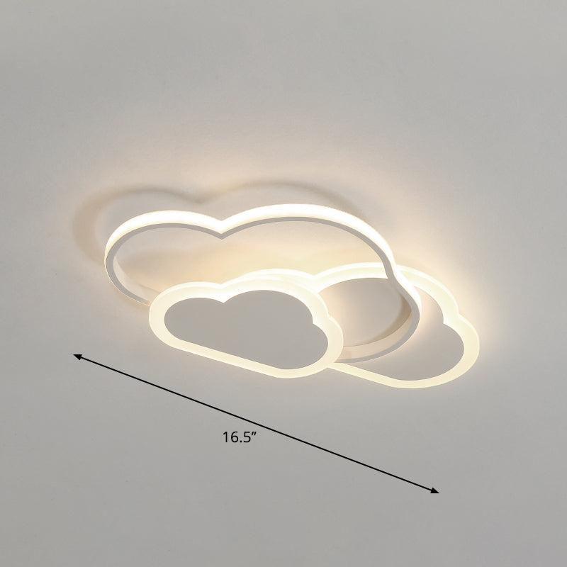 Cloudy Bedroom Ceiling Mount Light Acrylic Childrens LED Flush Mount Lighting Fixture White 16.5