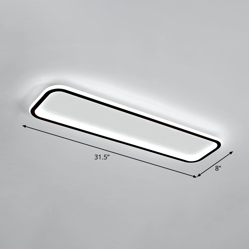 Rectangular Hallway Flush Ceiling Light Fixture Acrylic Minimalistic LED Flushmount Light Black 31.5