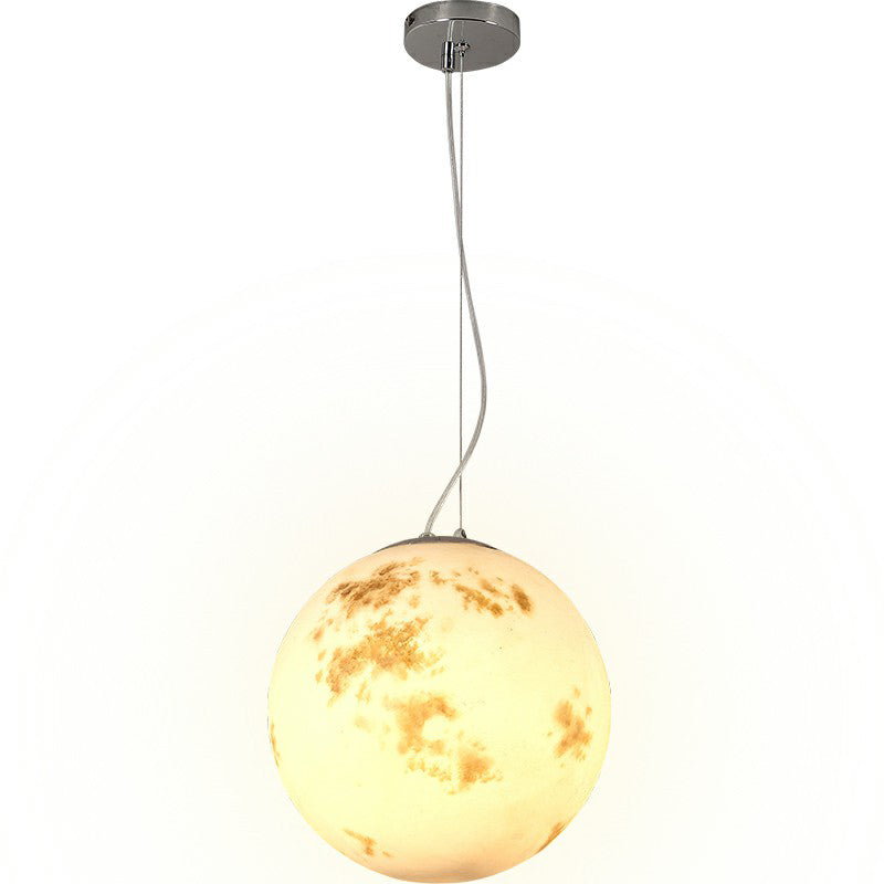 White Moon Suspension Lighting Nordic Single-Bulb Resin Pendant Light for Restaurant Clearhalo 'Ceiling Lights' 'Modern Pendants' 'Modern' 'Pendant Lights' 'Pendants' Lighting' 2353831