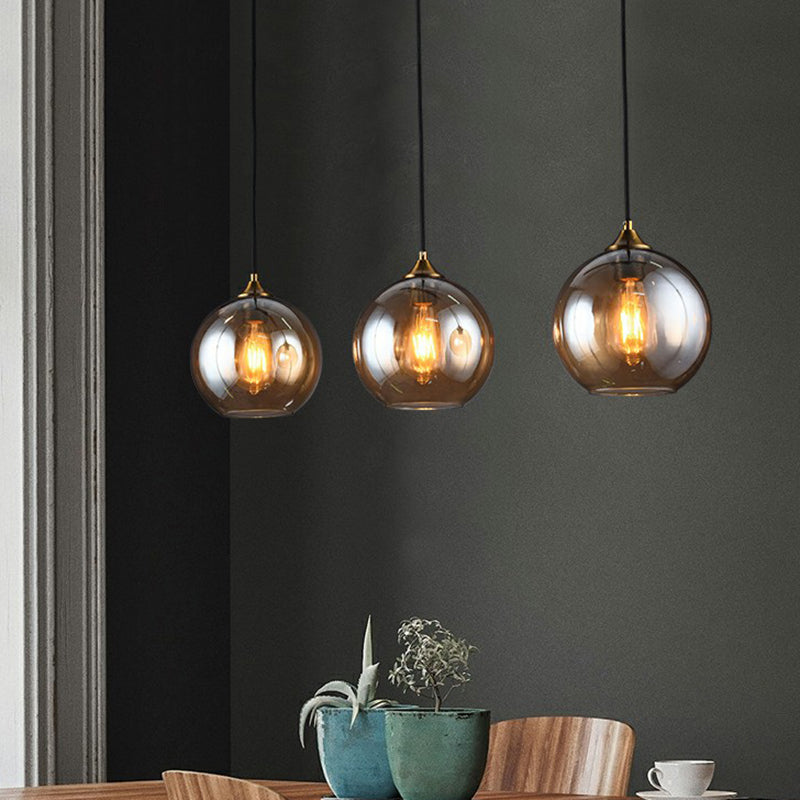 Postmodern Spherical Multi Ceiling Lamp Glass 3-Light Dining Room Suspension Pendant Light Clearhalo 'Ceiling Lights' 'Modern Pendants' 'Modern' 'Pendant Lights' 'Pendants' Lighting' 2353915