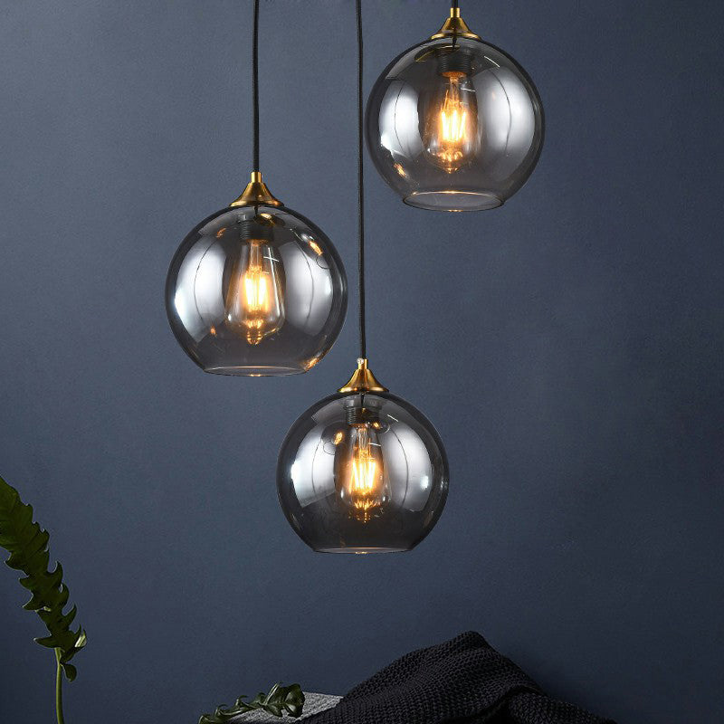 Postmodern Spherical Multi Ceiling Lamp Glass 3-Light Dining Room Suspension Pendant Light Clearhalo 'Ceiling Lights' 'Modern Pendants' 'Modern' 'Pendant Lights' 'Pendants' Lighting' 2353918