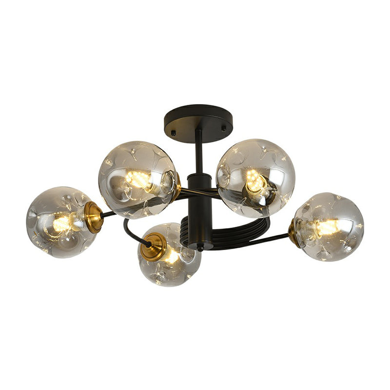 Swirl Ceiling Mount Fixture Nordic Dimple Ball Glass Living Room Semi Flush Mount Lighting Clearhalo 'Ceiling Lights' 'Close To Ceiling Lights' 'Close to ceiling' 'Semi-flushmount' Lighting' 2354013