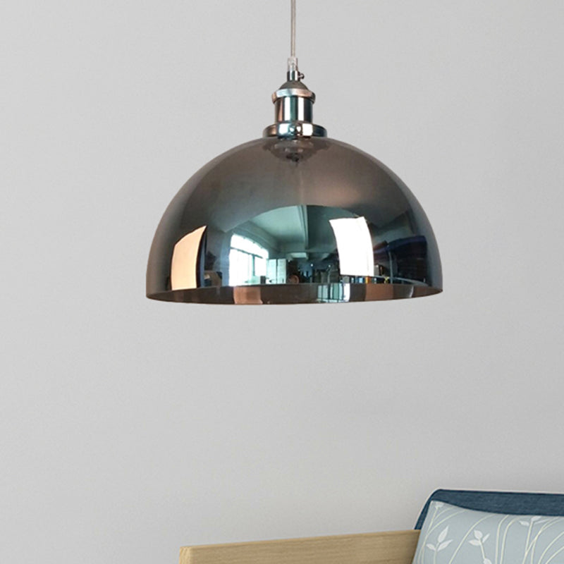 Vintage Globe/Bowl/Dome Hanging Ceiling Light 1 Light Mirrored Glass Pendant Lighting in Chrome Chrome Dome Clearhalo 'Ceiling Lights' 'Glass shade' 'Glass' 'Pendant Lights' 'Pendants' Lighting' 235482