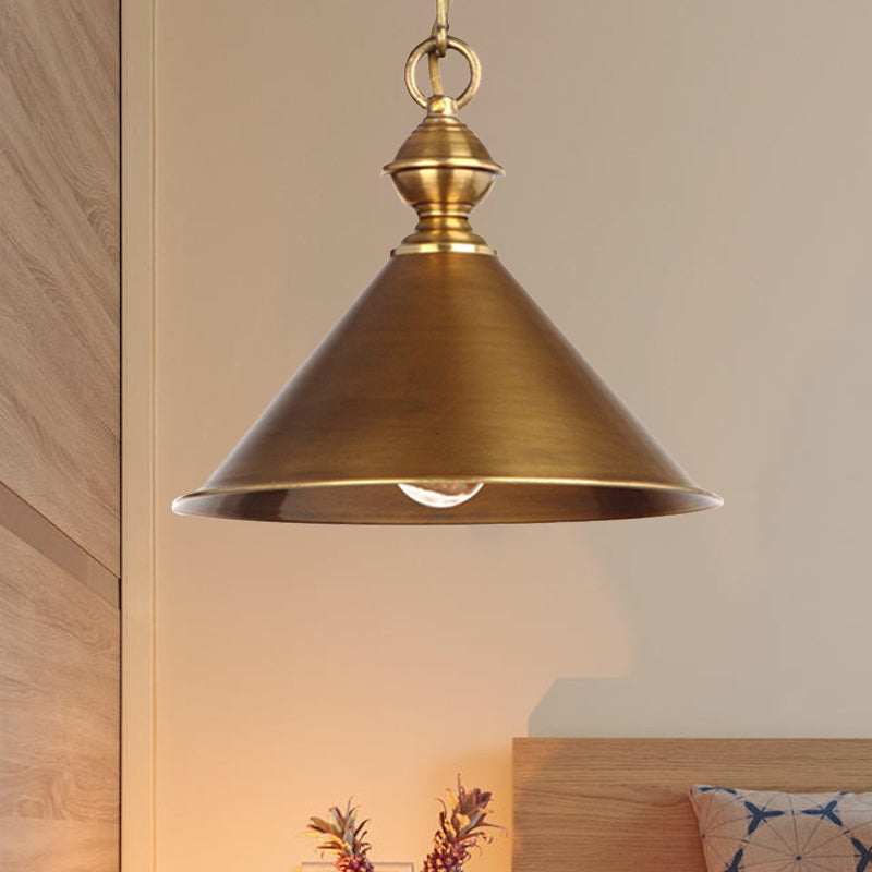 Metallic Brass/Gold Finish Pendant Lighting Conical Shade 7