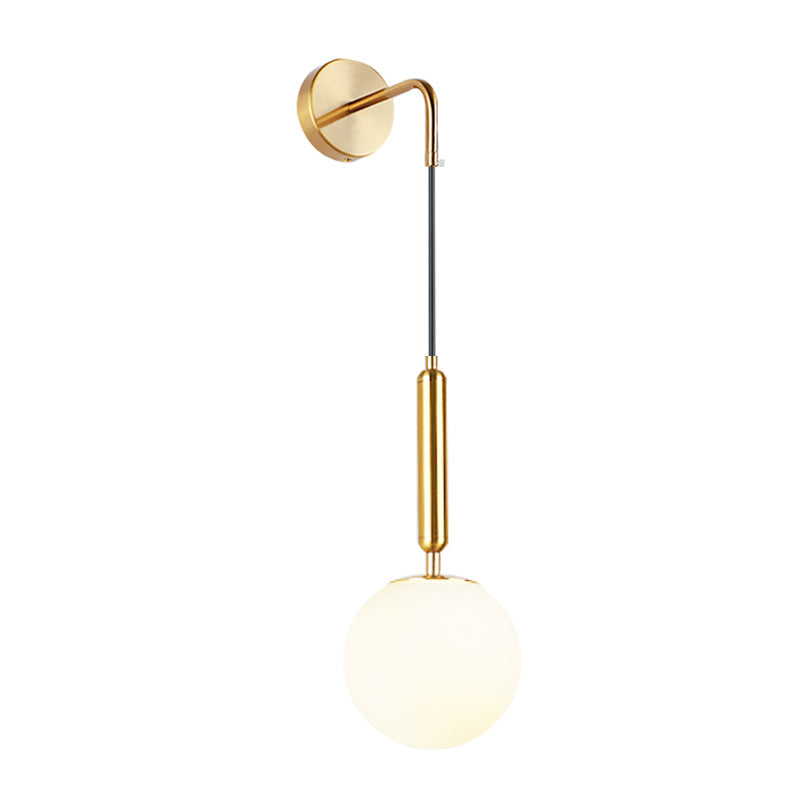 Opal Glass Spherical Wall Lamp Fixture Simplicity 1 Bulb Wall Light Sconce for Bedroom Clearhalo 'Cast Iron' 'Glass' 'Industrial' 'Modern wall lights' 'Modern' 'Tiffany' 'Traditional wall lights' 'Wall Lamps & Sconces' 'Wall Lights' Lighting' 2356756