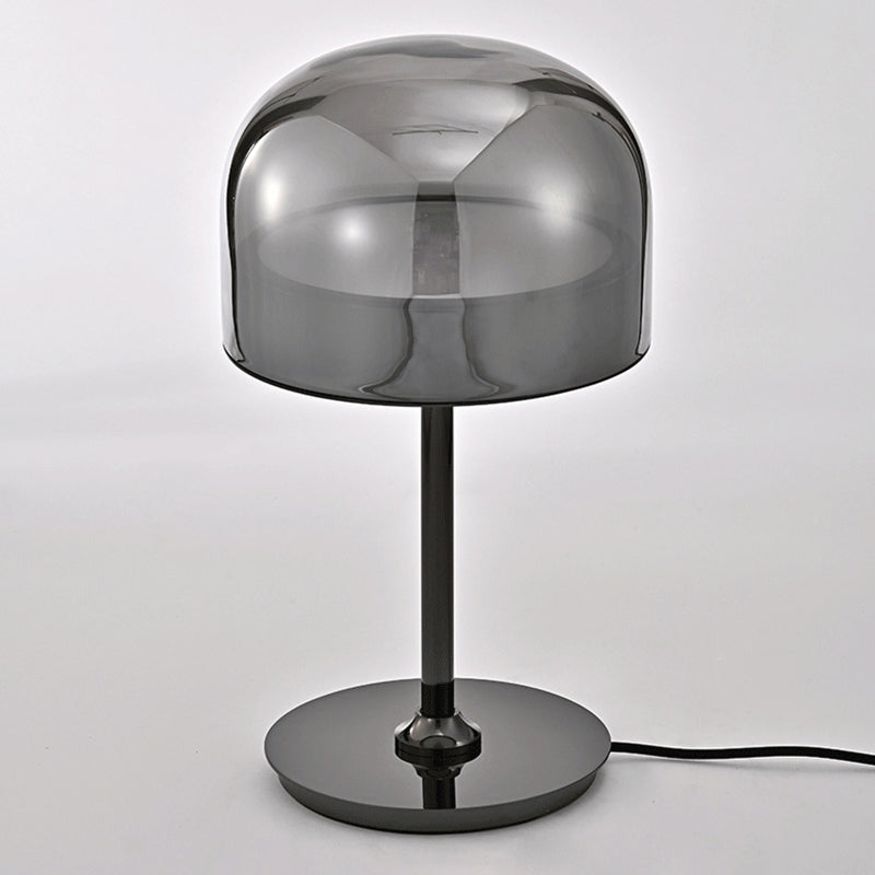 Glass Dome Shaped Night Table Light Nordic Style LED Nightstand Lamp for Bedroom Smoke Gray 14