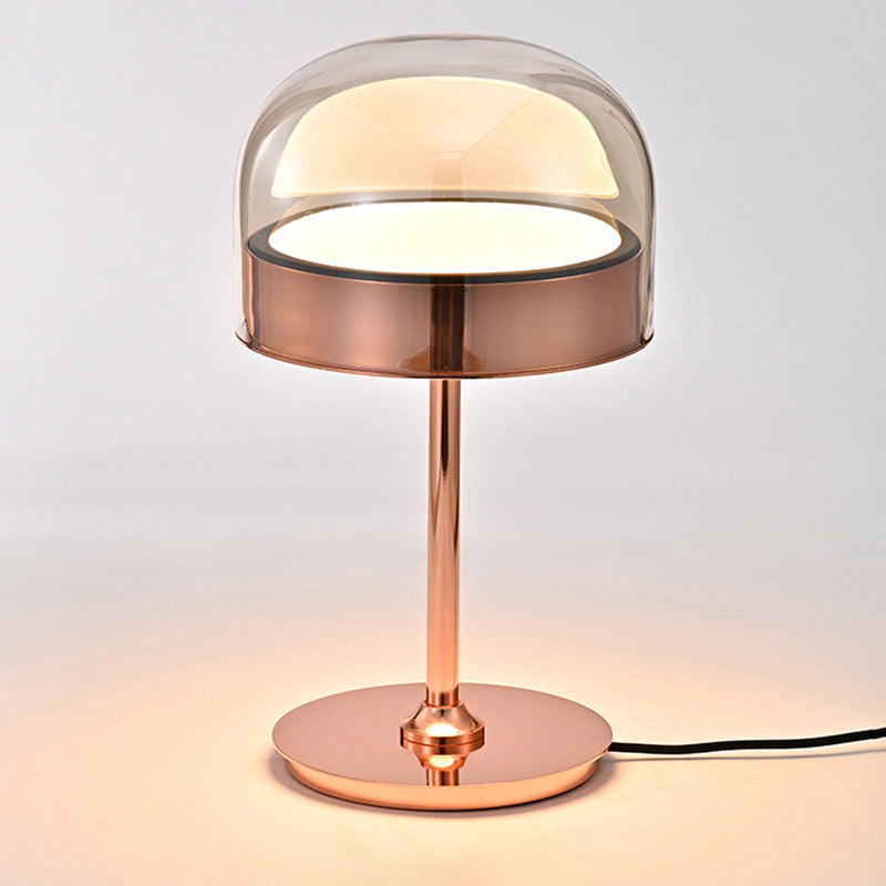 Glass Dome Shaped Night Table Light Nordic Style LED Nightstand Lamp for Bedroom Rose Gold 9.5