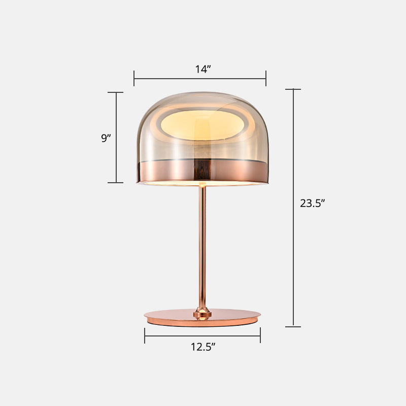 Glass Dome Shaped Night Table Light Nordic Style LED Nightstand Lamp for Bedroom Rose Gold 14