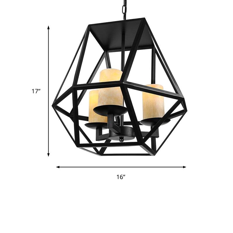 Black 4 Heads Ceiling Light Fixture Retro Industrial Metal Geometric Cage Chandelier Lamp with Adjustable Chain Clearhalo 'Cast Iron' 'Ceiling Lights' 'Chandeliers' 'Industrial Chandeliers' 'Industrial' 'Metal' 'Middle Century Chandeliers' 'Rustic Chandeliers' 'Tiffany' Lighting' 235690