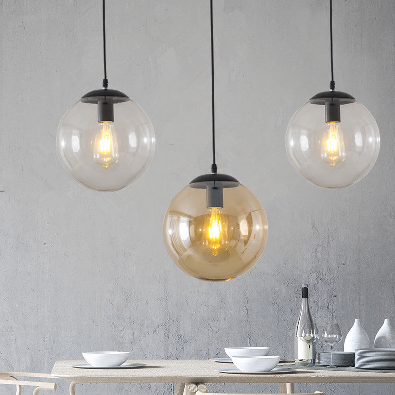 1-Head Restaurant Hanging Lamp Minimalist Ceiling Pendant with Sphere Glass Shade Clearhalo 'Ceiling Lights' 'Glass shade' 'Glass' 'Modern Pendants' 'Modern' 'Pendant Lights' 'Pendants' Lighting' 2356941