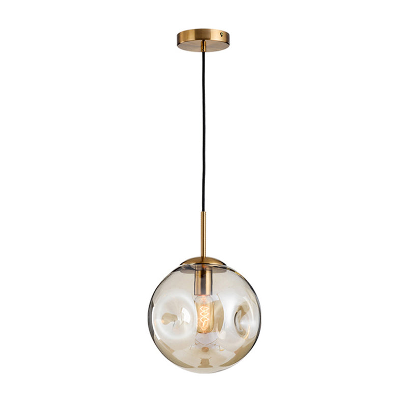 Dimpled Glass Globe Pendant Lamp Postmodern 1-Light Brass Hanging Light for Bedroom Cognac Clearhalo 'Ceiling Lights' 'Modern Pendants' 'Modern' 'Pendant Lights' 'Pendants' Lighting' 2356950