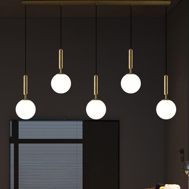 Brass Ball Multiple Hanging Pendant Light Simplicity Glass Ceiling Light for Open Kitchen Clearhalo 'Ceiling Lights' 'Modern Pendants' 'Modern' 'Pendant Lights' 'Pendants' Lighting' 2357029